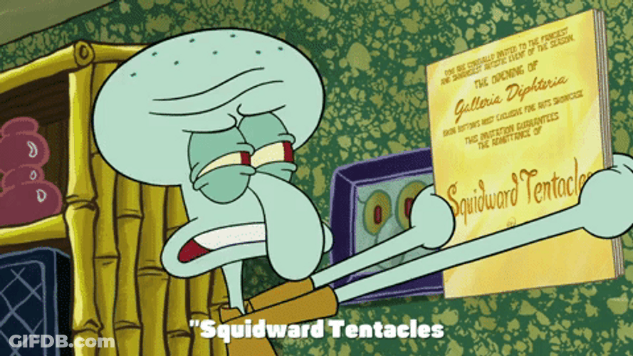 Squidward Tentacles Reading Gold Plated Plaque GIF