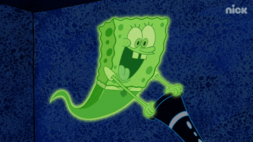 Squidward Tentacles Scared Of Ghost SpongeBob GIF