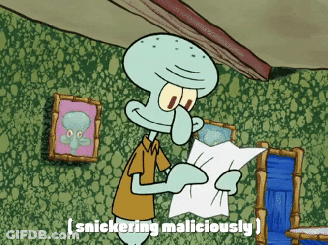 Squidward Tentacles Snickering GIF