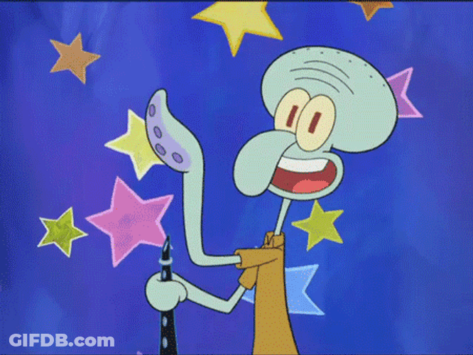 Squidward Tentacles Waving Featuring Stars GIF