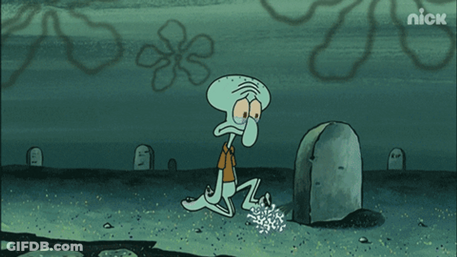 Squidward Visiting Grave GIF
