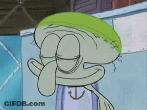 Squidward Wearing Green Hat Smiling GIF