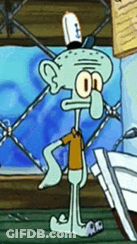 Squidward Wearing Hat Next To Newspaper GIF