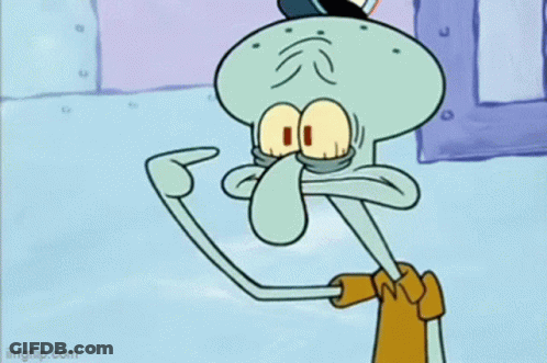 Squidward With Hole In His Eye Looking At Camera GIF