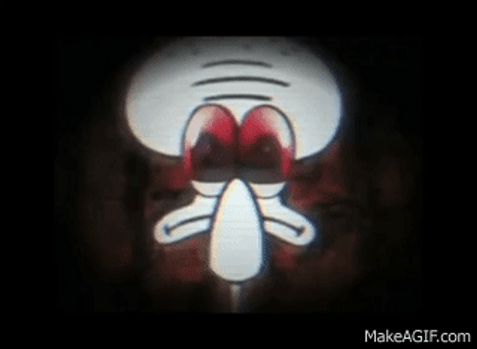 Squidward With Red Eyes GIF