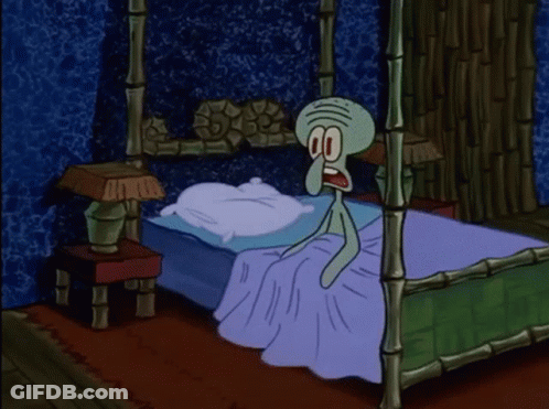 Squidward Yawning In Bed GIF