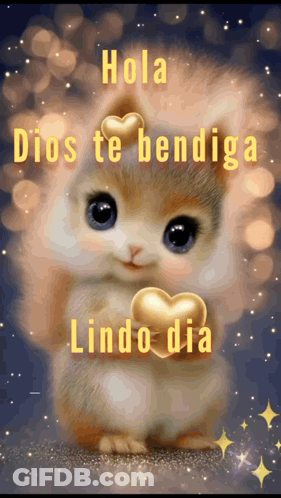 Squirrel Holding Heart With Hola Dios Te Bendiga Lindo Dia GIF