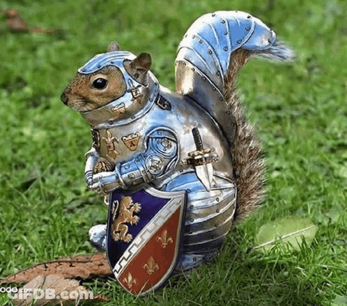 Squirrel In Armor Holding Sword GIF