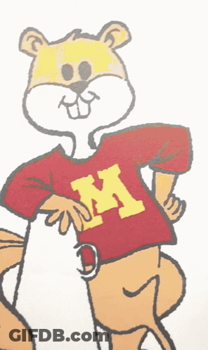 Squirrel In Red Shirt With Letter M GIF