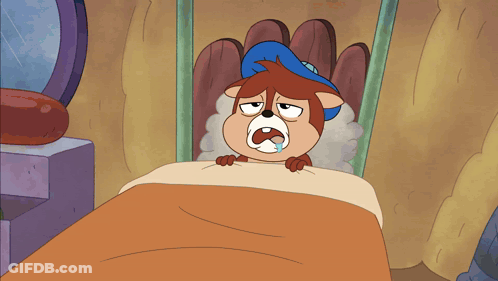 Squirrel Laying In Bed With Mouth Open GIF