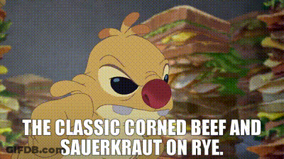 Squirrel Saying The Classic Corned Beef And Sauerkraut On Rye GIF