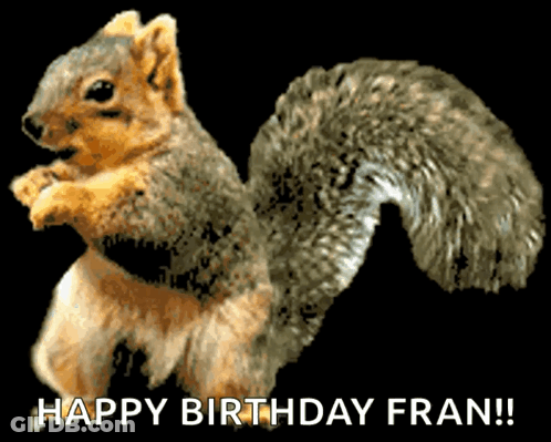 Squirrel With Happy Birthday Fran GIF