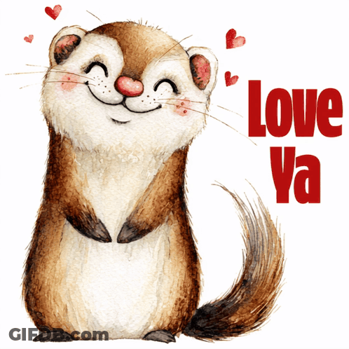 Squirrel With Hearts Saying Love Ya GIF