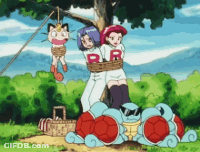 Squirtle Gang Binding Enemies To The Tree GIF