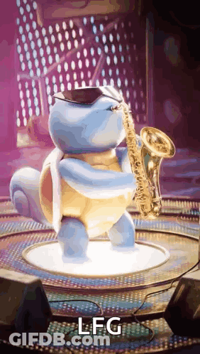 Squirtle Playing Saxophone With LFG GIF