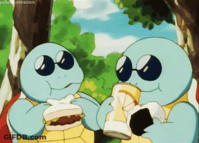 Squirtle Squad Eating Chugging Drinking GIF