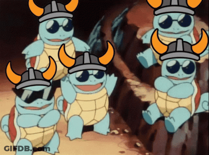 Squirtle Squad Viking Hats GIF