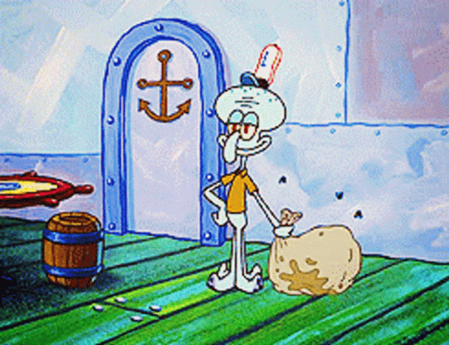 Squiward Lifting Garbage Bag GIF