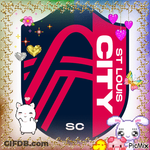 St. Louis City Logo Surrounded By Hearts And Flowers GIF