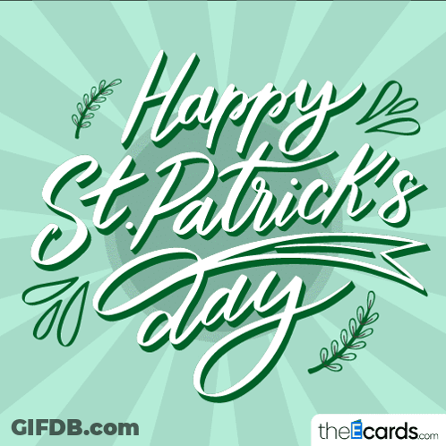St. Patrick's Day Greeting Card Green And White Lettering GIF