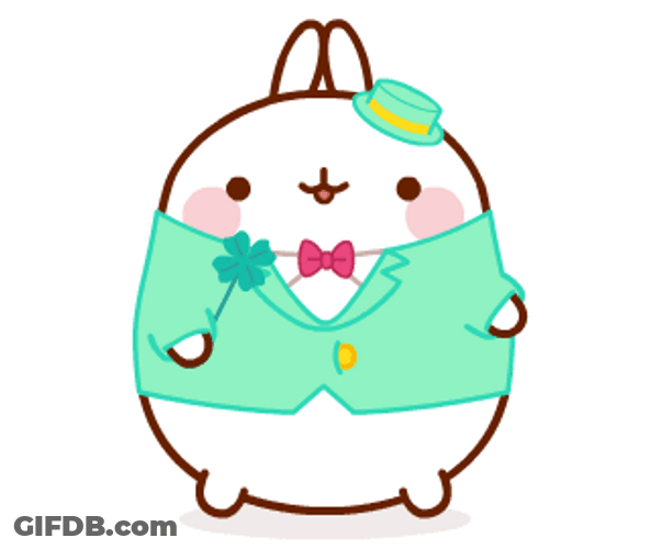 St Patricks Day Molang Bunny Shamrock GIF