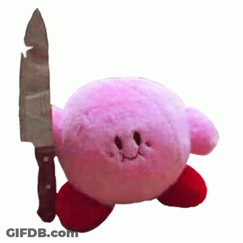 Stab Kirby Knife Stuff Toy GIF