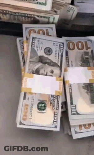 Stack Of 100 Dollar Bills With Benjamin Franklin GIF