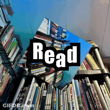 Stack Of Books Saying Read GIF