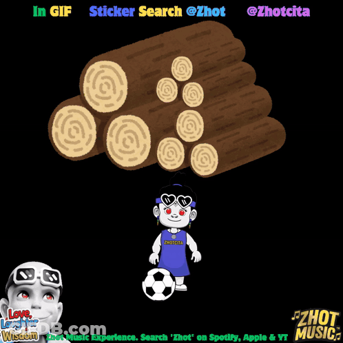 Stack Of Logs Next To Soccer Ball GIF