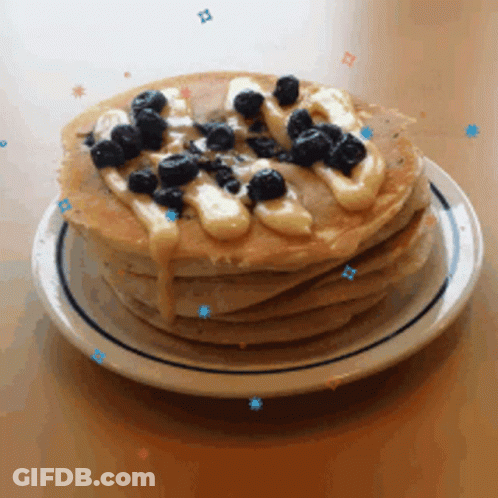 Stack Of Pancakes With Blueberries And Syrup GIF