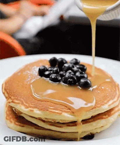 Stack Of Pancakes With Blueberries And Syrup GIF