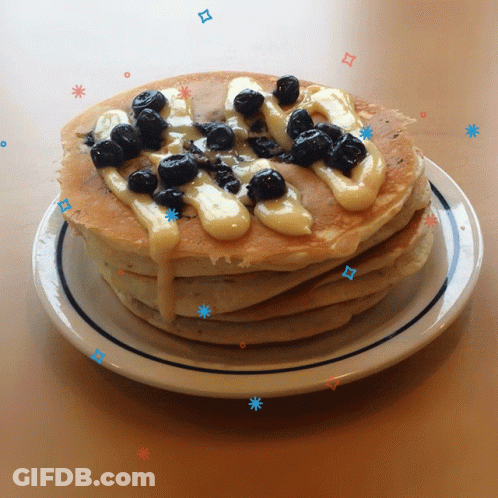 Stack Of Pancakes With Blueberries And Syrup GIF