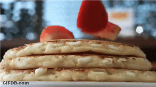 Stack Of Pancakes With Strawberries On Plate GIF