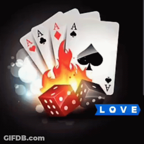 Stack Of Playing Cards And Dice GIF