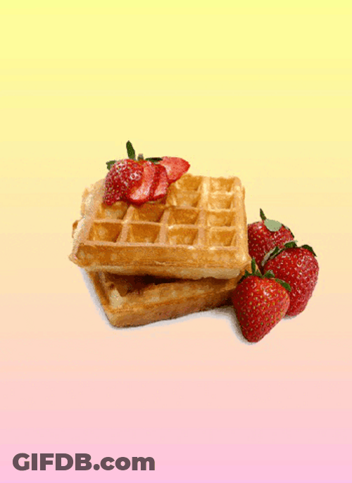 Stack Of Waffles With Strawberries GIF