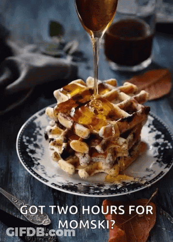 Stack Of Waffles With Syrup Being Poured GIF