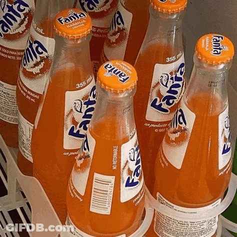 Stacked Fanta Bottles GIF