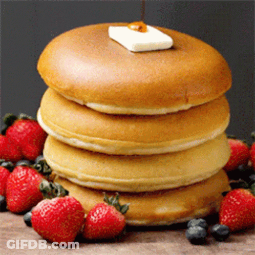 Stacked Pancakes With Syrup And Butter GIF