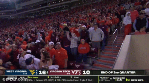 Stadium Full Of Fans Watching West Virginia Vs Virginia Tech On ESPN GIF