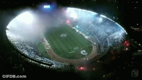 Stadium Night Aerial View FM Logo GIF