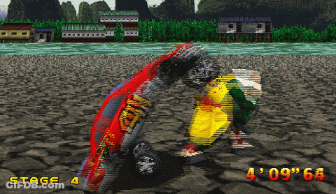 Stage 4 Of A Video Game Is Shown With A Red Car GIF