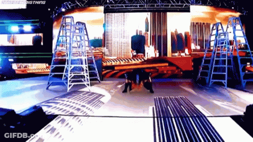 Stage With City Background Saying Big Thing GIF
