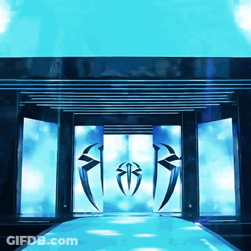 Stage With Roman Reigns Logo GIF