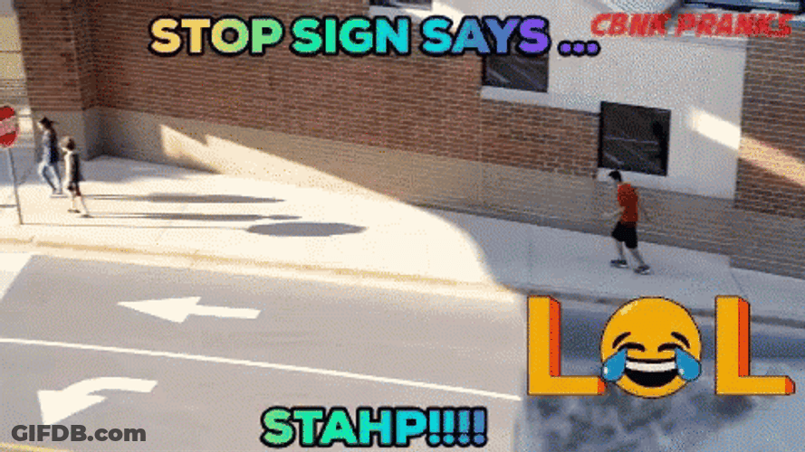 Stahp Street Road Sign GIF