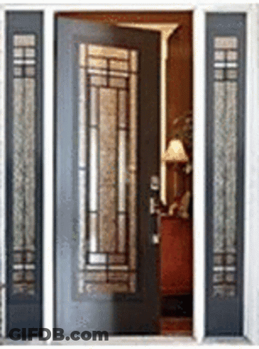 Stained Glass Door Open To Living Room GIF