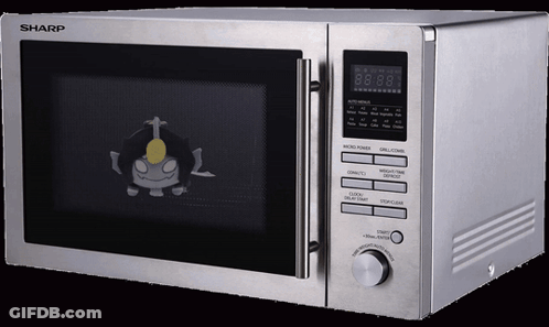 Stainless Steel Microwave With Cartoon Character GIF