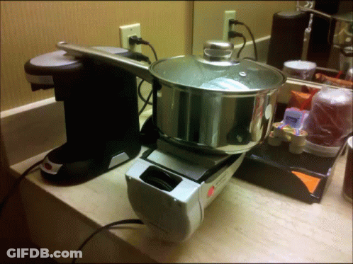 Stainless Steel Pot On Toaster GIF