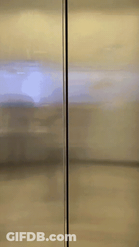 Stainless Steel Refrigerator With Red Sticker Saying Ba Don't Fame GIF
