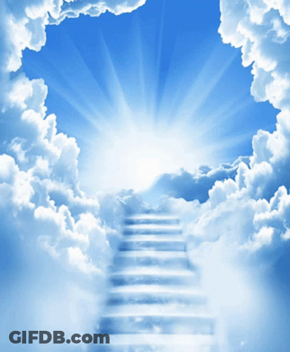 Staircase To Bright Light In Clouds GIF