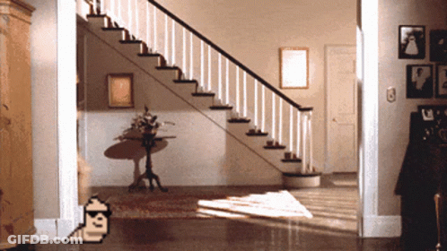 Staircase With Picture Saying A GIF